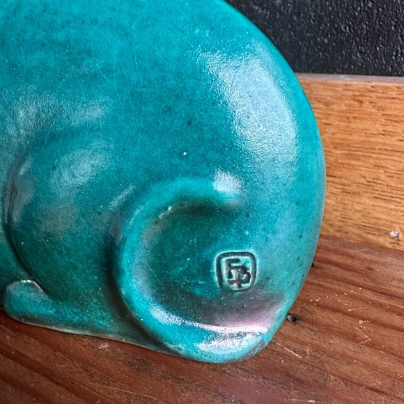 Turquoise Ceramic Cat - Picture 2 of 7